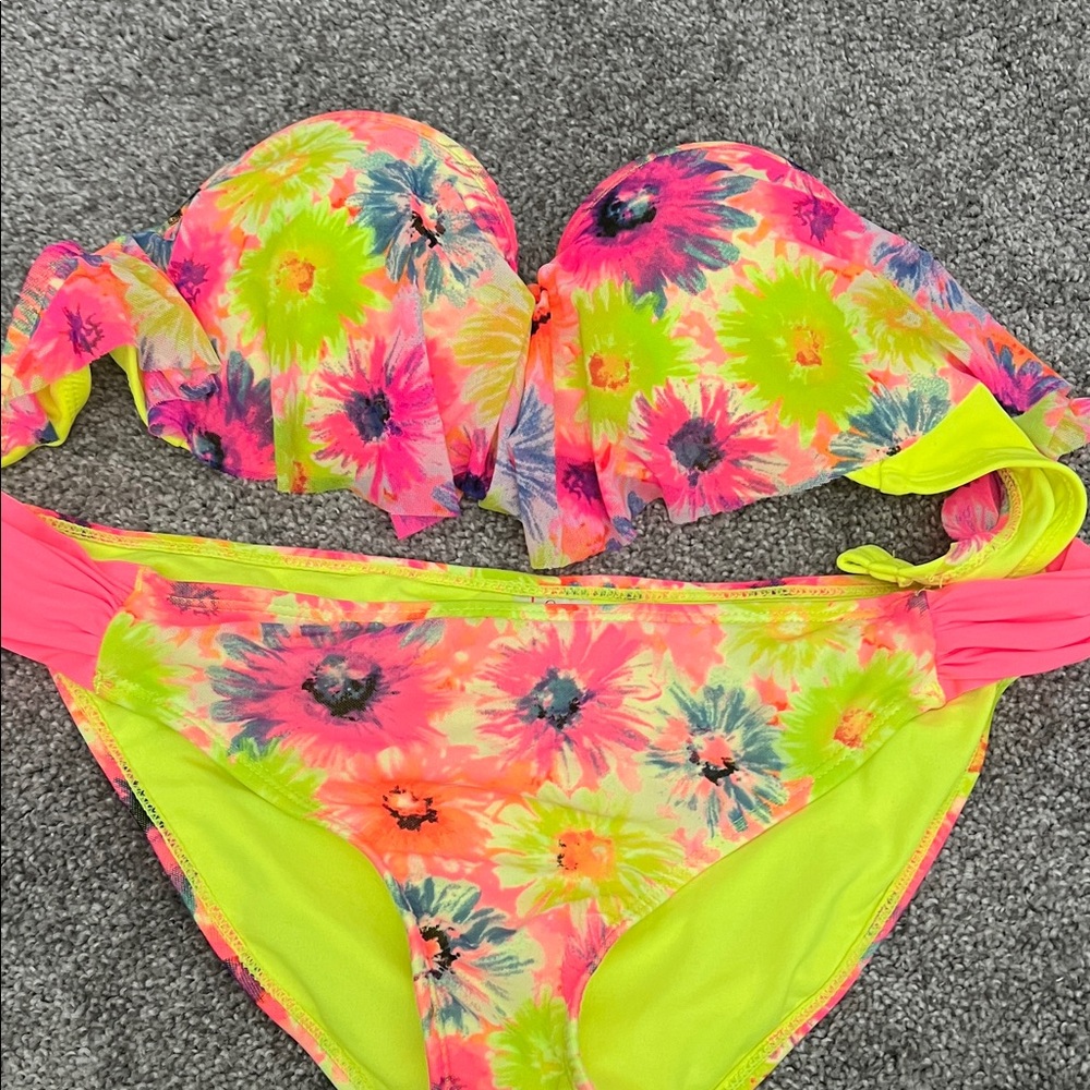 Neon Floral Bikini Set